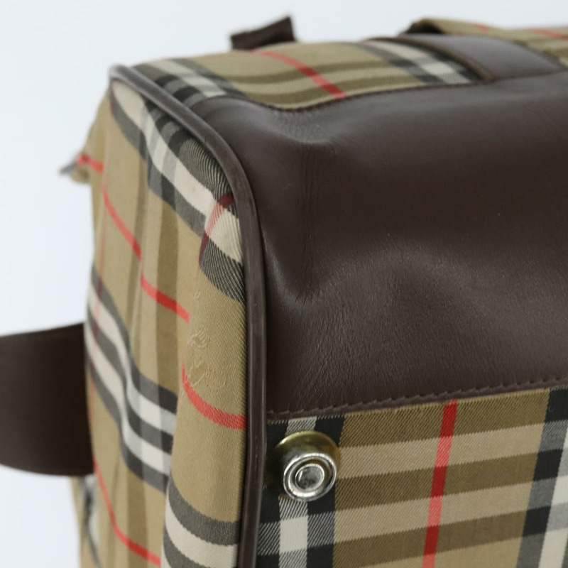 【日本直送】Burberrys Nova 格紋波士頓包 帆布 米色 金色 正品 146996-15