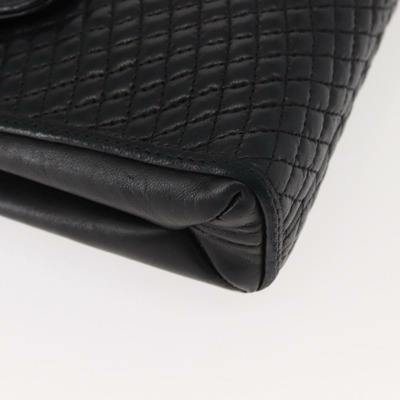 【日本直送】BALLY 絎縫鏈條單肩包 皮革 黑色 金色 Auth am9465-8