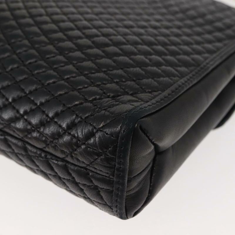 【日本直送】BALLY 絎縫鏈條單肩包 皮革 黑色 金色 Auth am9465-15