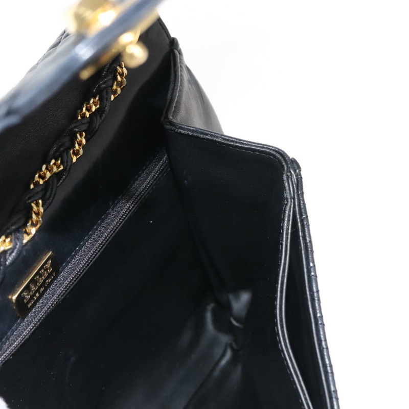 【日本直送】BALLY 絎縫鏈條單肩包 皮革 黑色 金色 Auth am9465-17