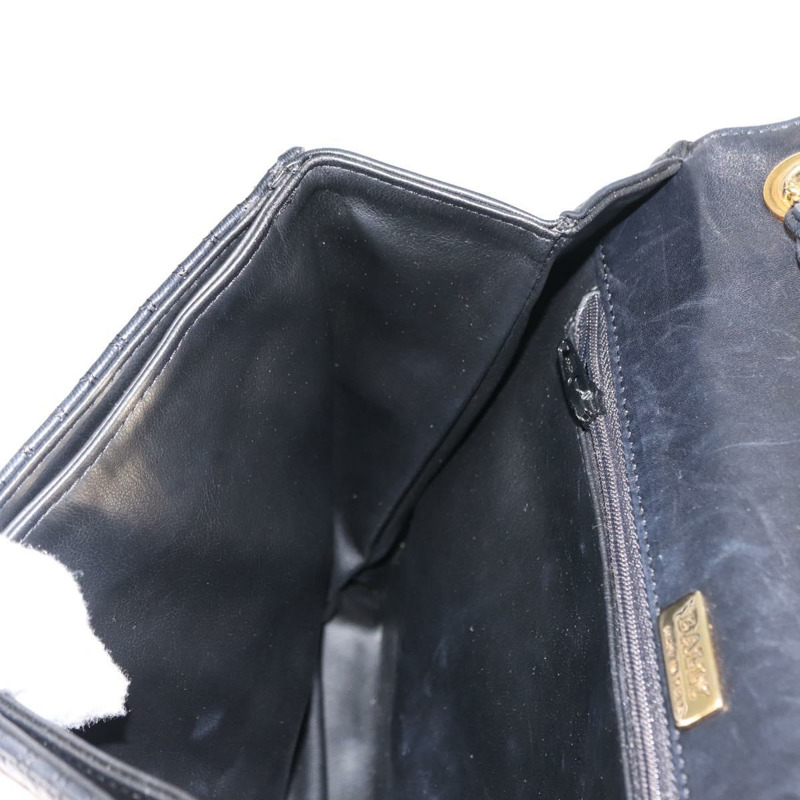 【日本直送】BALLY 絎縫鏈條單肩包 皮革 黑色 金色 Auth am9465-18