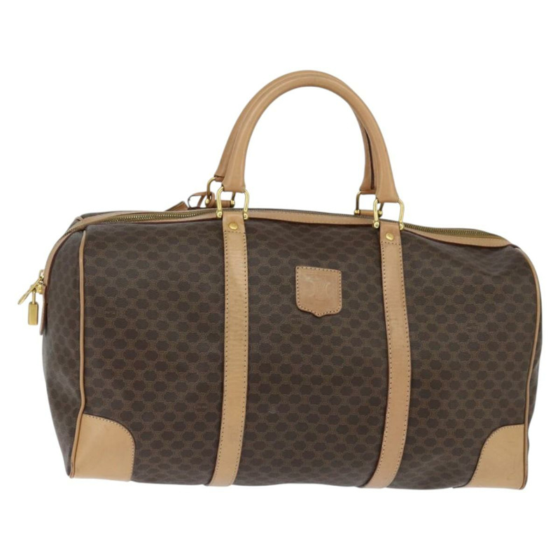 【日本直送】CELINE Macadam帆布波士頓包 PVC皮革 棕色 金色 正品 121362-0