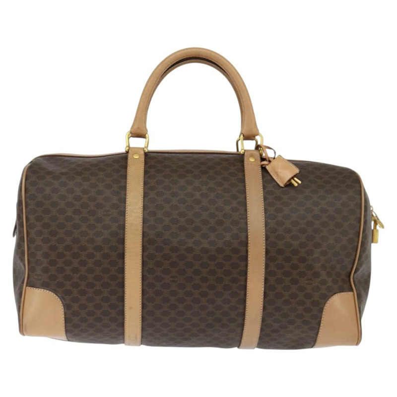 【日本直送】CELINE Macadam帆布波士頓包 PVC皮革 棕色 金色 正品 121362-1