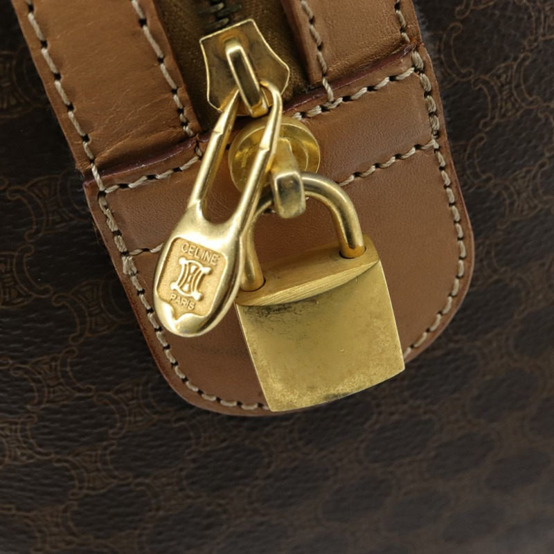 【日本直送】CELINE Macadam帆布波士頓包 PVC皮革 棕色 金色 正品 121362-16