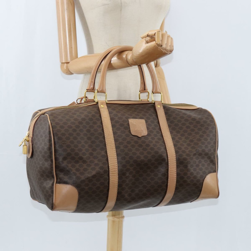 【日本直送】CELINE Macadam帆布波士頓包 PVC皮革 棕色 金色 正品 121362-19