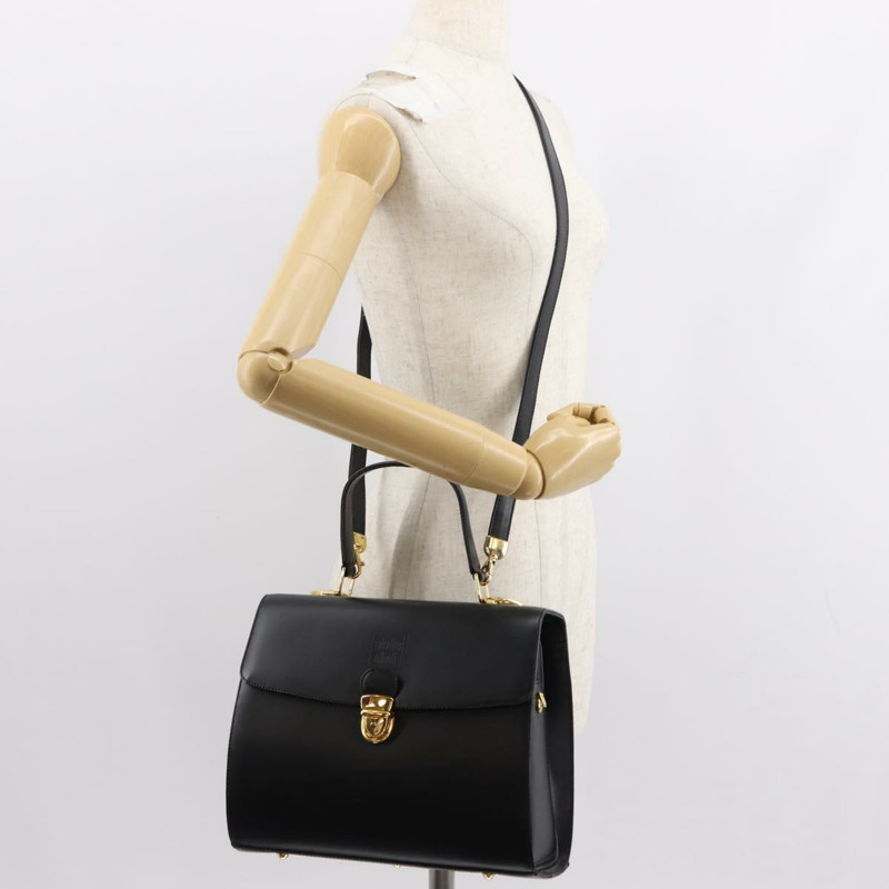 【日本直送】華倫天奴 (VALENTINO) 皮革手提包 2way 黑色金色 Auth am9460-25