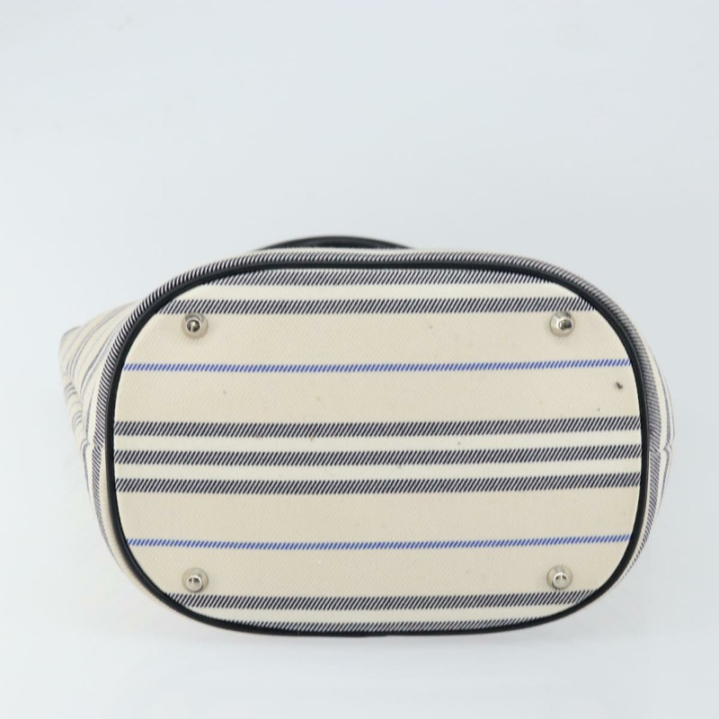 【日本直送】BURBERRY 藍標帆布皮革白色銀色托特包 Auth am9464-4