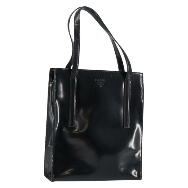 【日本直送】PRADA 琺瑯黑銀色手提包 Auth 146981-0