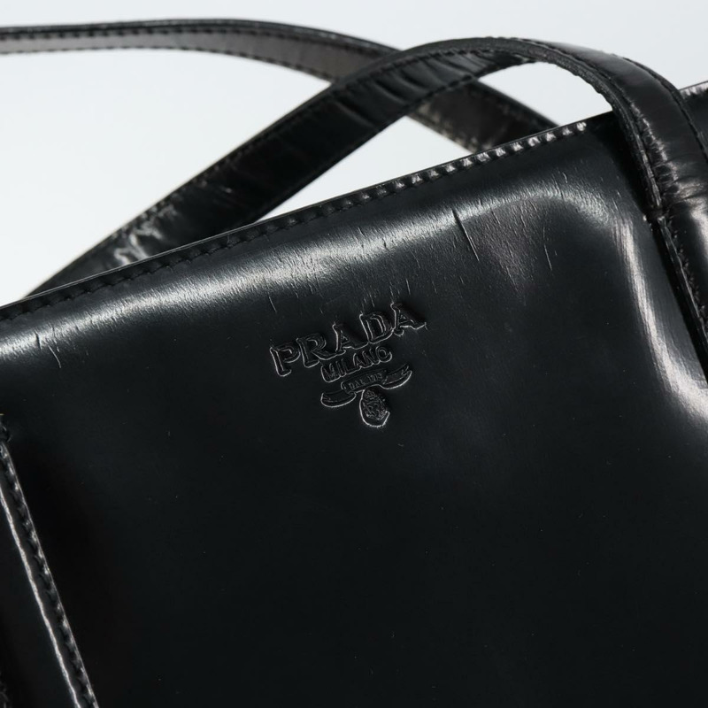 【日本直送】PRADA 琺瑯黑銀色手提包 Auth 146981-8