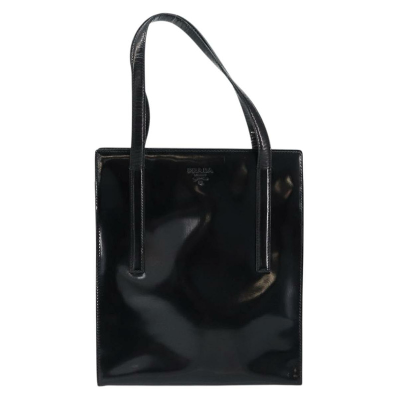 【日本直送】PRADA 琺瑯黑銀色手提包 Auth 146981-12