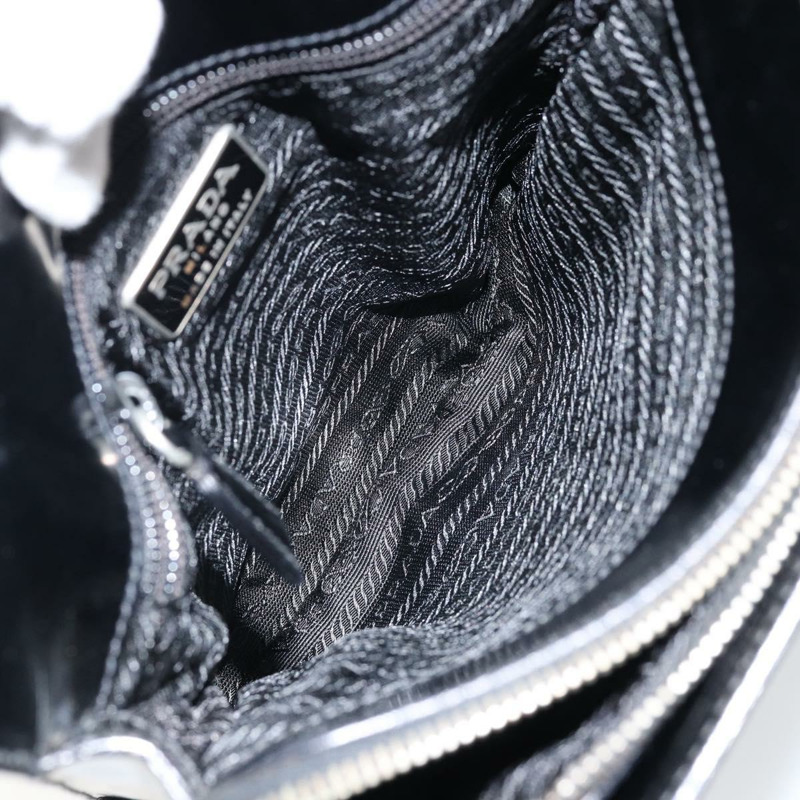 【日本直送】PRADA 琺瑯黑銀色手提包 Auth 146981-20
