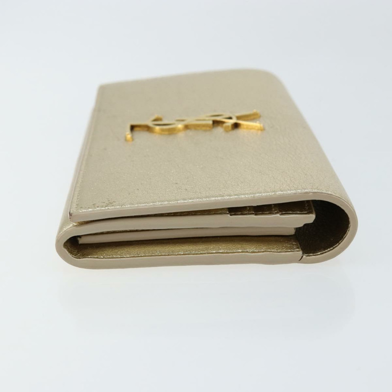 【日本直送】SAINT LAURENT 長版皮夾 皮革 金色 Auth 121369-2