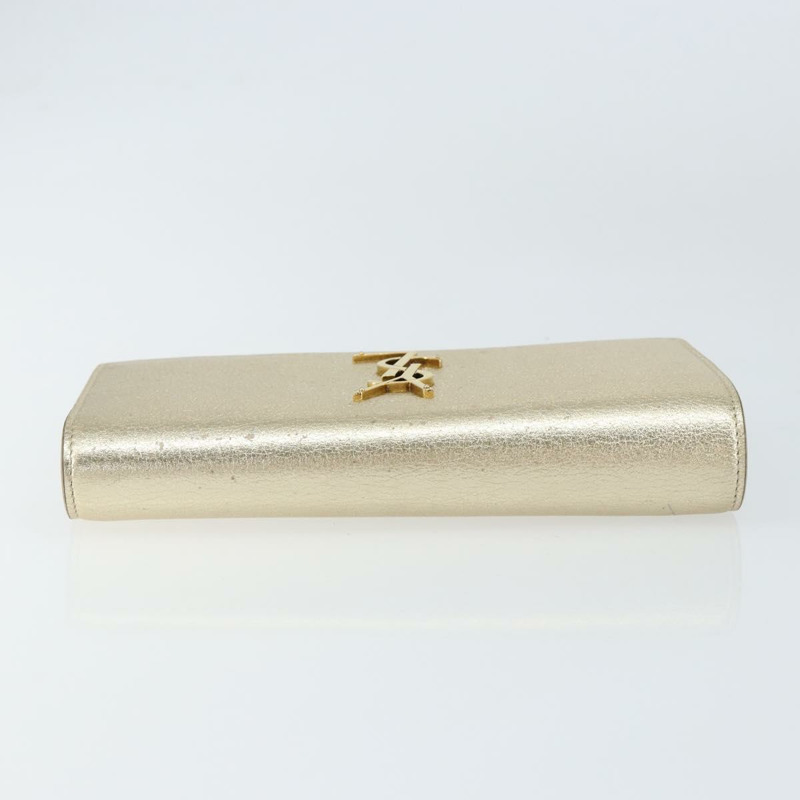 【日本直送】SAINT LAURENT 長版皮夾 皮革 金色 Auth 121369-4