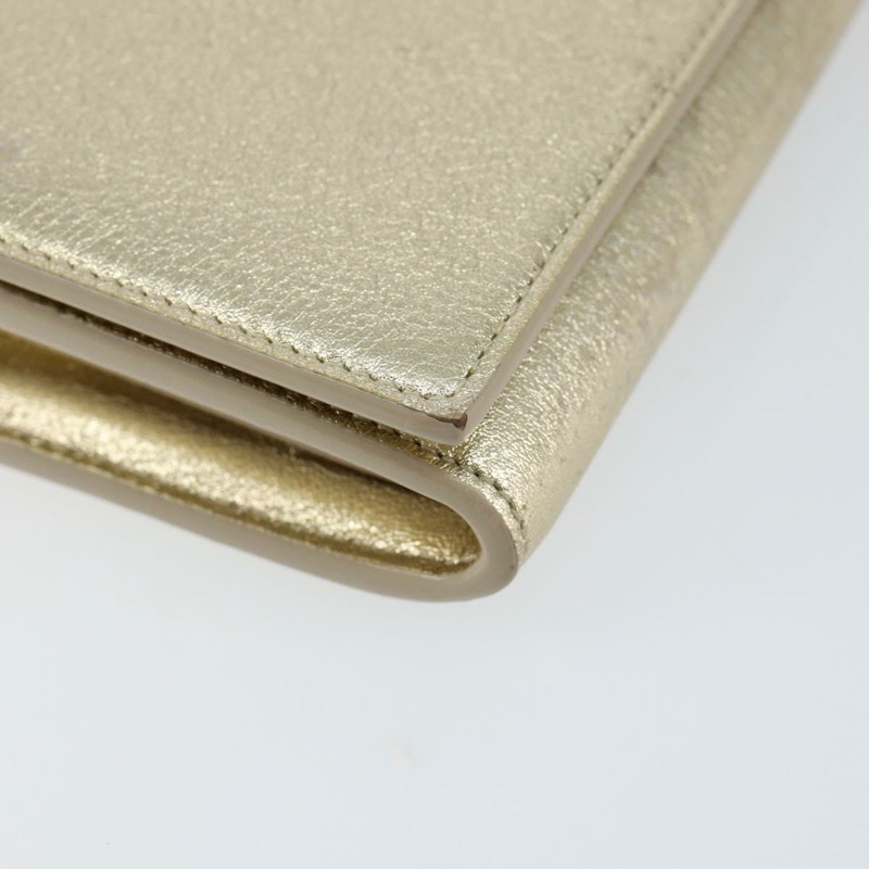 【日本直送】SAINT LAURENT 長版皮夾 皮革 金色 Auth 121369-13