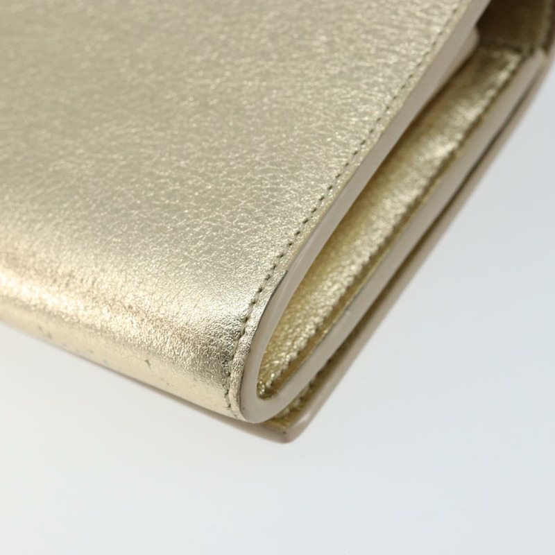 【日本直送】SAINT LAURENT 長版皮夾 皮革 金色 Auth 121369-14