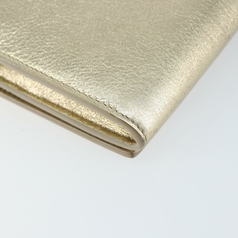 【日本直送】SAINT LAURENT 長版皮夾 皮革 金色 Auth 121369-15