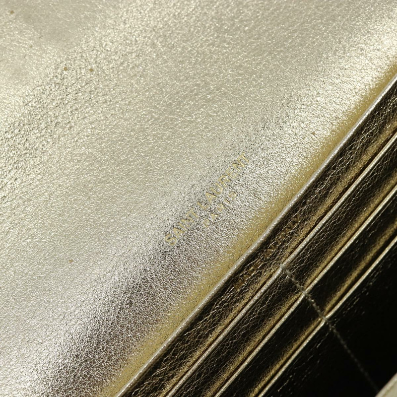 【日本直送】SAINT LAURENT 長版皮夾 皮革 金色 Auth 121369-17