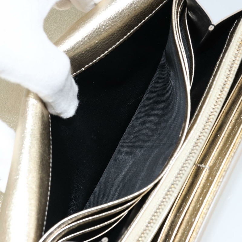 【日本直送】SAINT LAURENT 長版皮夾 皮革 金色 Auth 121369-18