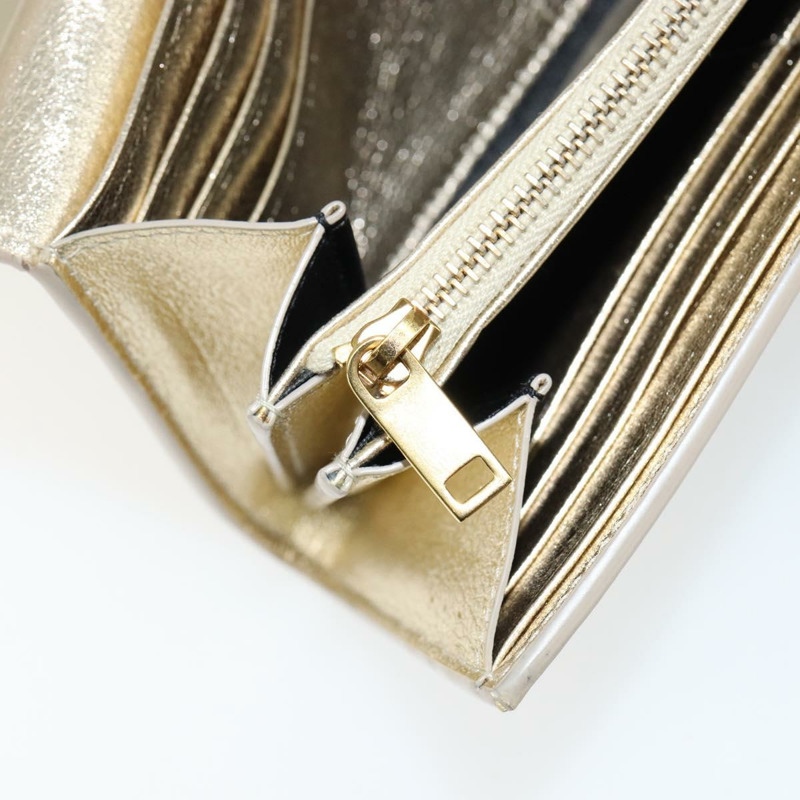 【日本直送】SAINT LAURENT 長版皮夾 皮革 金色 Auth 121369-19