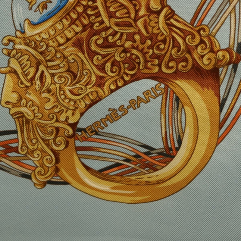 【日本直送】愛馬仕 Carre 90 絲巾「ALLIANCES DU MONDE」淺藍色真絲款 Auth am9416-10