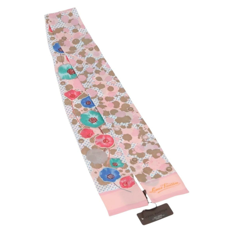 【日本直送】路易威登 Bando 復古花卉絲巾 粉紅色米色 M75214 LV 正品 am9452-1