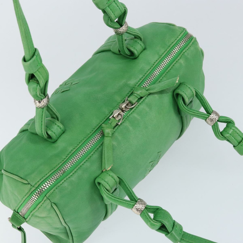 【日本直送】BOTTEGA VENETA INTRECCIATO 迷你波士頓包皮革綠色銀色正品 146946-5