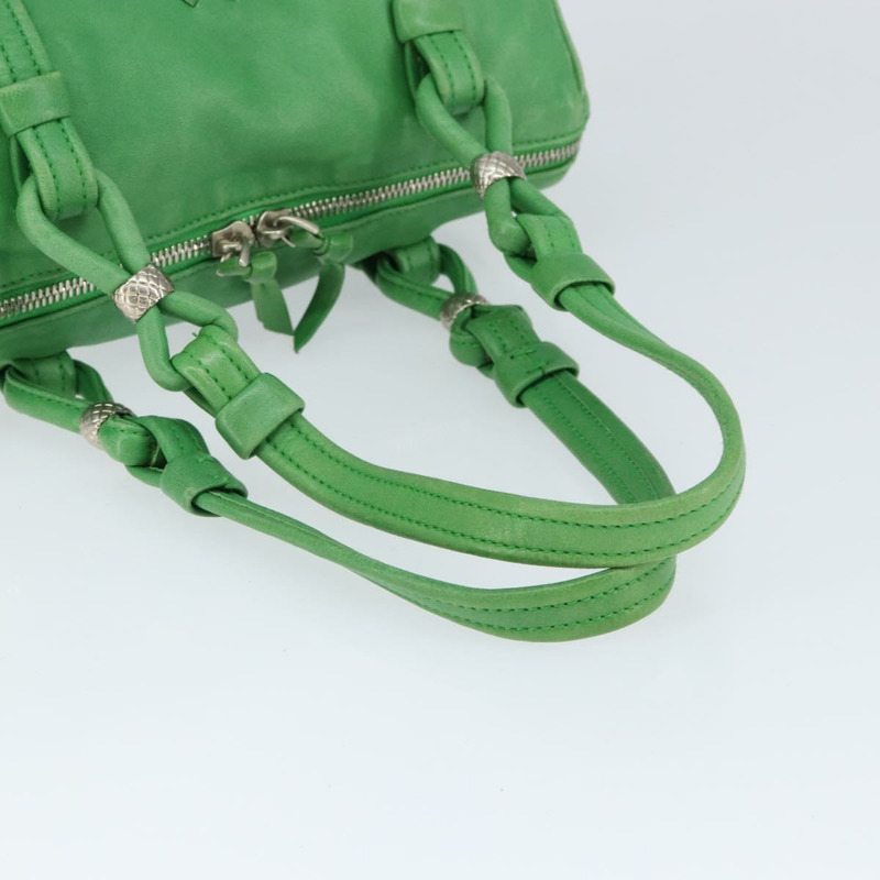 【日本直送】BOTTEGA VENETA INTRECCIATO 迷你波士頓包皮革綠色銀色正品 146946-6