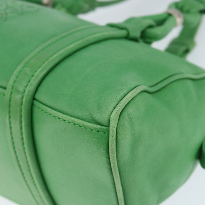 【日本直送】BOTTEGA VENETA INTRECCIATO 迷你波士頓包皮革綠色銀色正品 146946-14