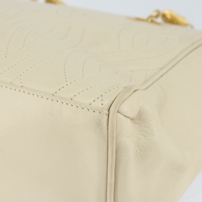 【日本直送】FENDI Wave Stitch 手提包 皮革 象牙色 金色 正品 146950-14