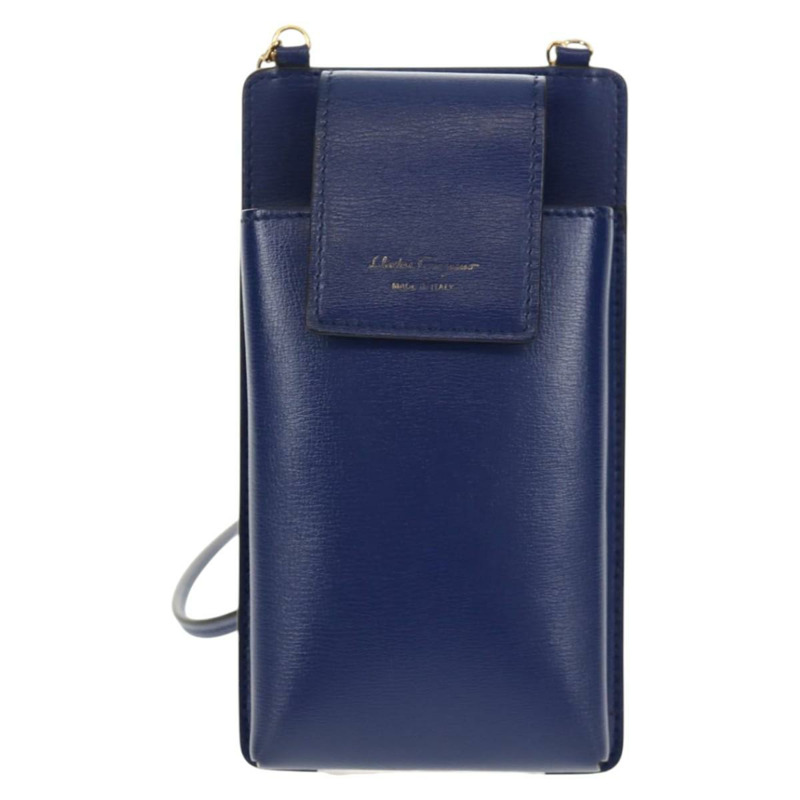 【日本直送】Salvatore Ferragamo Vara 鏈條肩帶手機殼 Vala 藍色 Auth am9515V-1