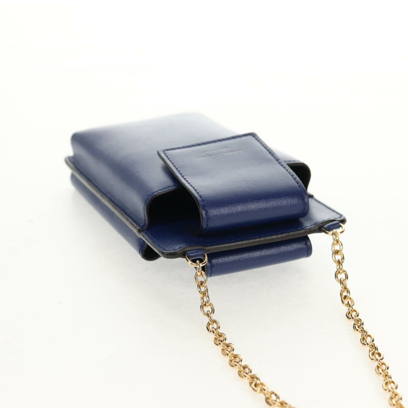 【日本直送】Salvatore Ferragamo Vara 鏈條肩帶手機殼 Vala 藍色 Auth am9515V-5