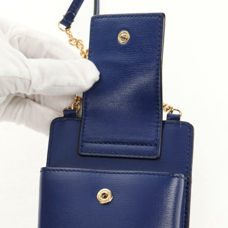 【日本直送】Salvatore Ferragamo Vara 鏈條肩帶手機殼 Vala 藍色 Auth am9515V-19