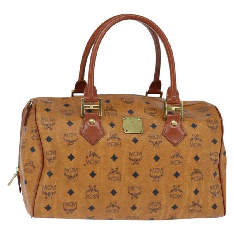 【日本直送】MCM Logoogram Vicetos 波士頓包 PVC 皮革 2way 棕色金色 Auth am9555-0