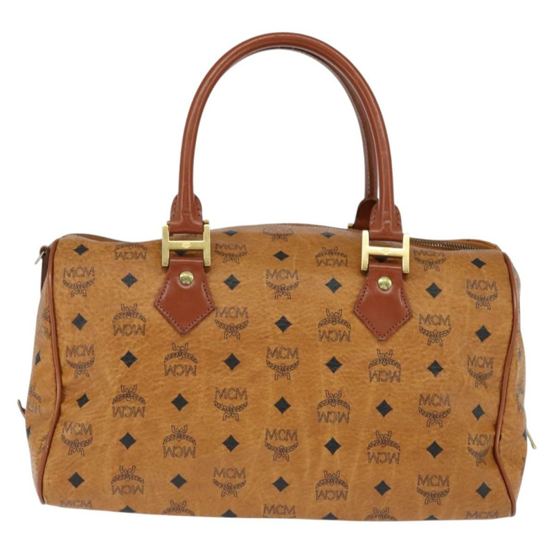 【日本直送】MCM Logoogram Vicetos 波士頓包 PVC 皮革 2way 棕色金色 Auth am9555-1