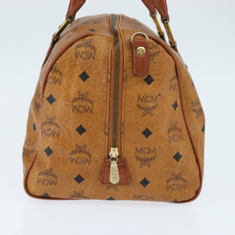 【日本直送】MCM Logoogram Vicetos 波士頓包 PVC 皮革 2way 棕色金色 Auth am9555-2