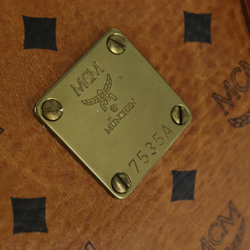 【日本直送】MCM Logoogram Vicetos 波士頓包 PVC 皮革 2way 棕色金色 Auth am9555-11
