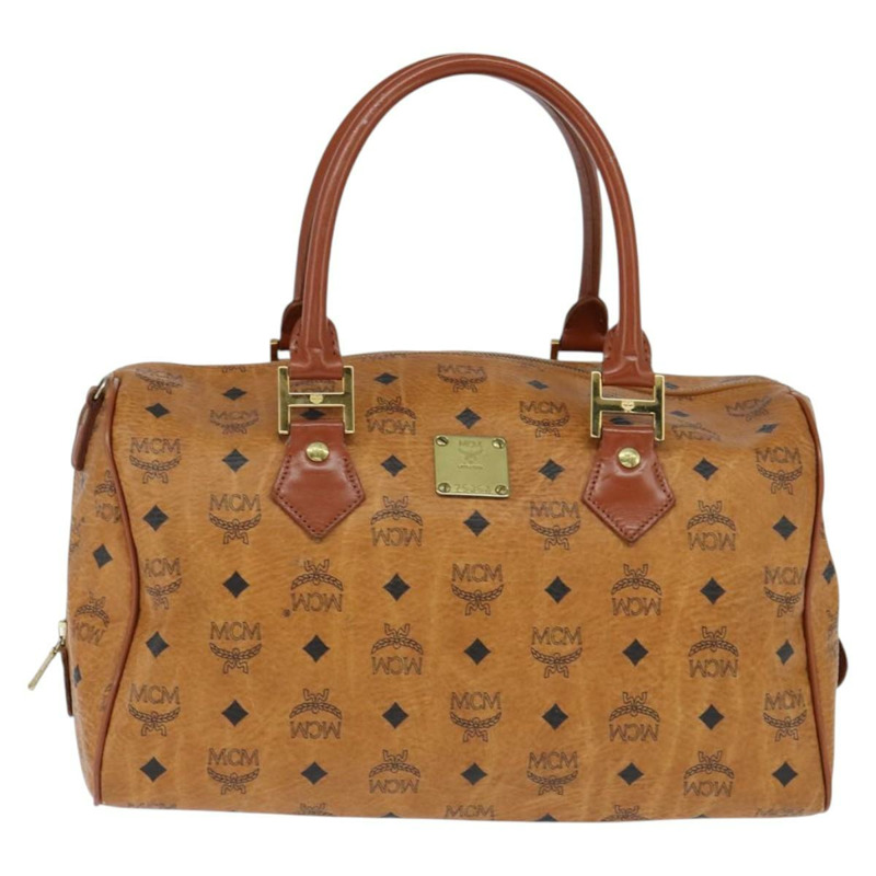 【日本直送】MCM Logoogram Vicetos 波士頓包 PVC 皮革 2way 棕色金色 Auth am9555-12