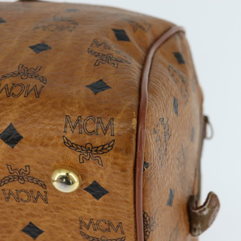 【日本直送】MCM Logoogram Vicetos 波士頓包 PVC 皮革 2way 棕色金色 Auth am9555-14