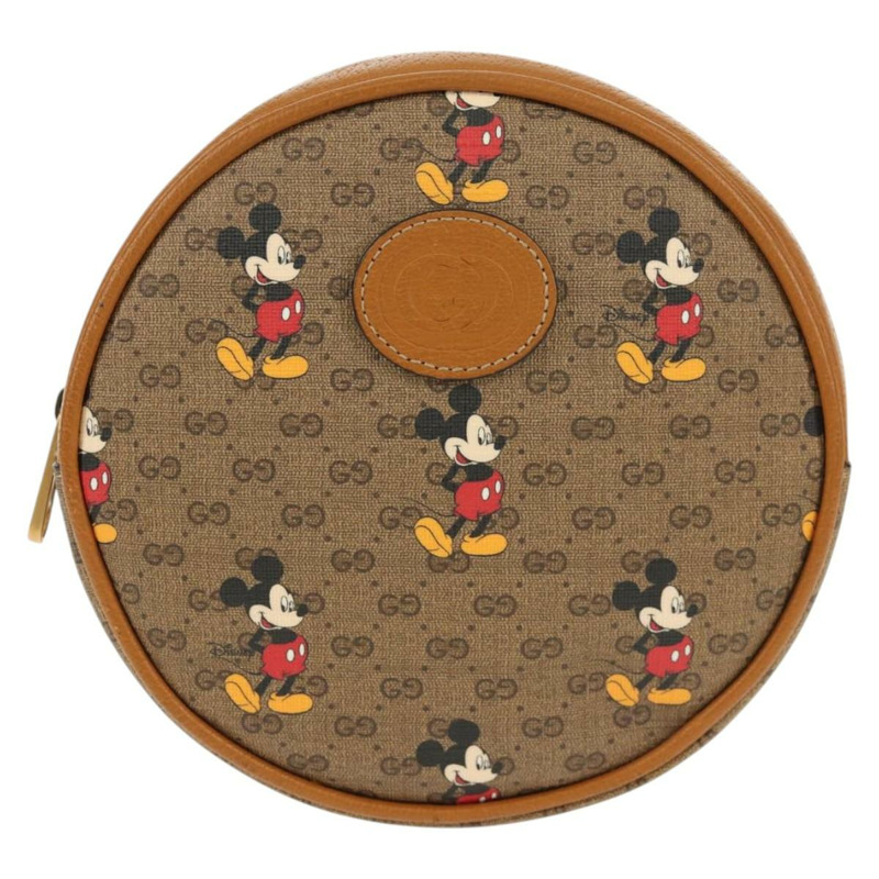 【日本直送】GUCCI Micro GG Supreme Disney迷你雙肩包 PVC 米色 金色 603730 Auth am9564M-1