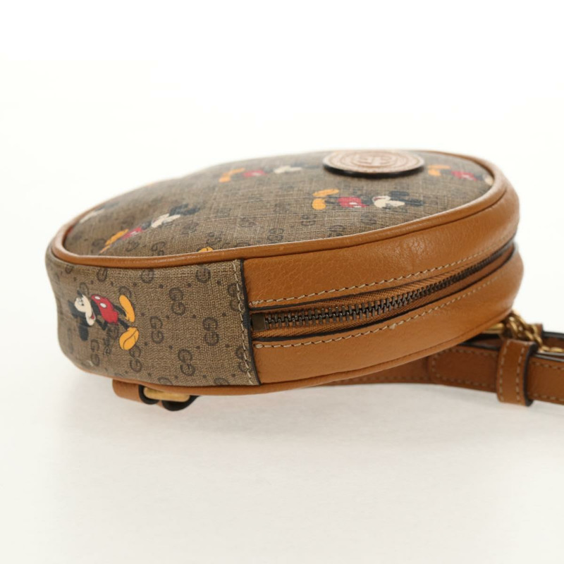 【日本直送】GUCCI Micro GG Supreme Disney迷你雙肩包 PVC 米色 金色 603730 Auth am9564M-4