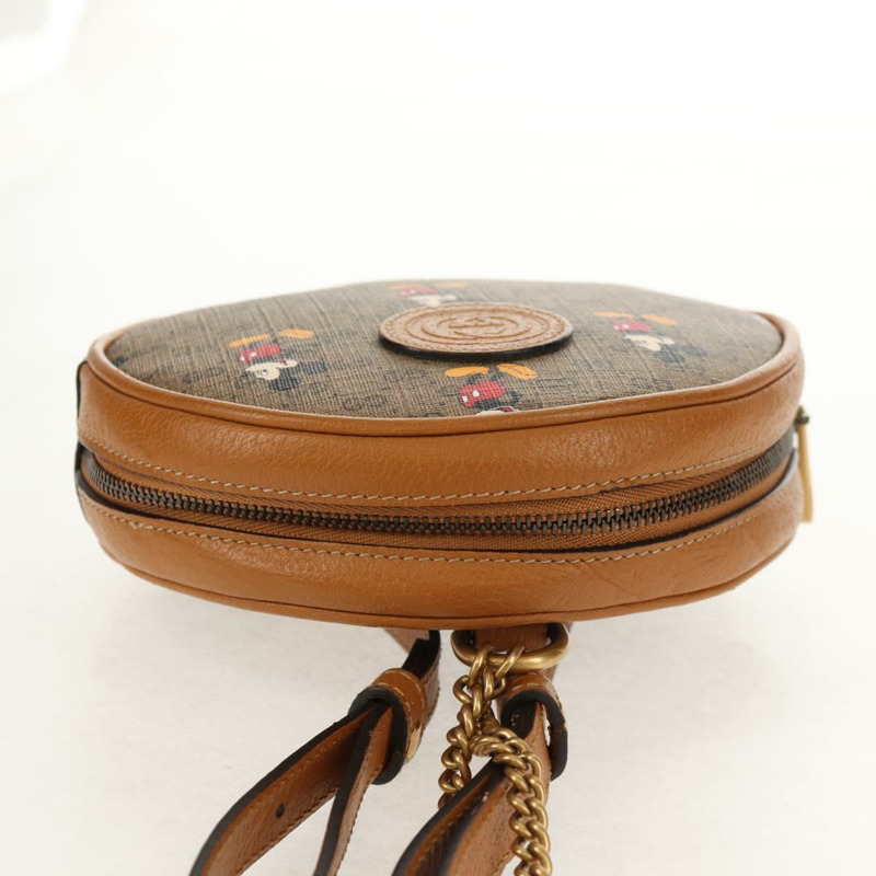 【日本直送】GUCCI Micro GG Supreme Disney迷你雙肩包 PVC 米色 金色 603730 Auth am9564M-5