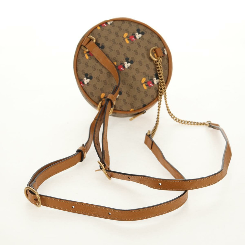 【日本直送】GUCCI Micro GG Supreme Disney迷你雙肩包 PVC 米色 金色 603730 Auth am9564M-6