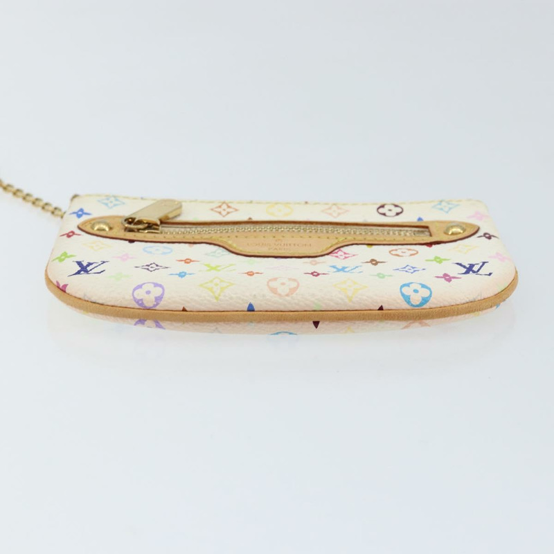 【日本直送】路易威登 Monogram Multicolor Pochette MM 手拿包 白色 M60028 LV Auth BA7202-5