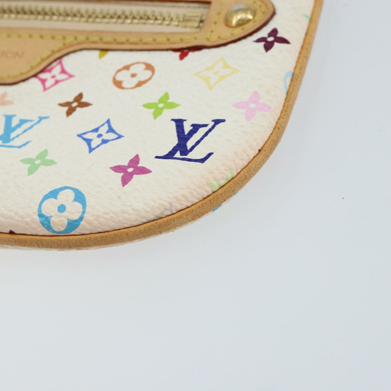 【日本直送】路易威登 Monogram Multicolor Pochette MM 手拿包 白色 M60028 LV Auth BA7202-6