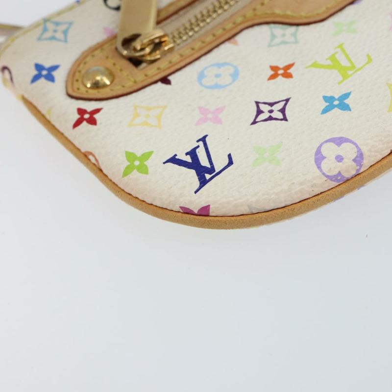 【日本直送】路易威登 Monogram Multicolor Pochette MM 手拿包 白色 M60028 LV Auth BA7202-13