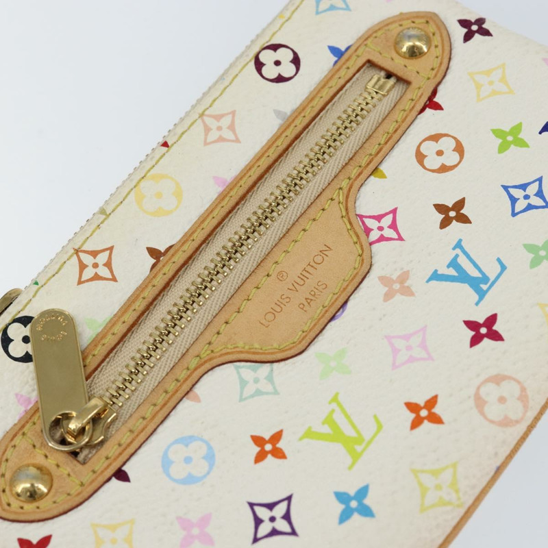 【日本直送】路易威登 Monogram Multicolor Pochette MM 手拿包 白色 M60028 LV Auth BA7202-16