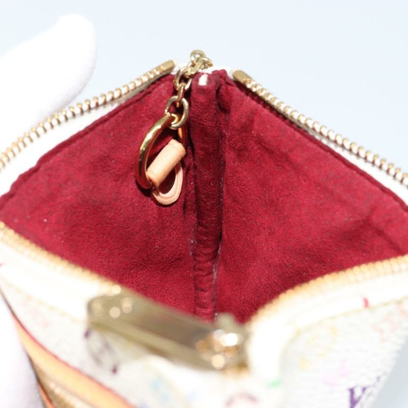 【日本直送】路易威登 Monogram Multicolor Pochette MM 手拿包 白色 M60028 LV Auth BA7202-18