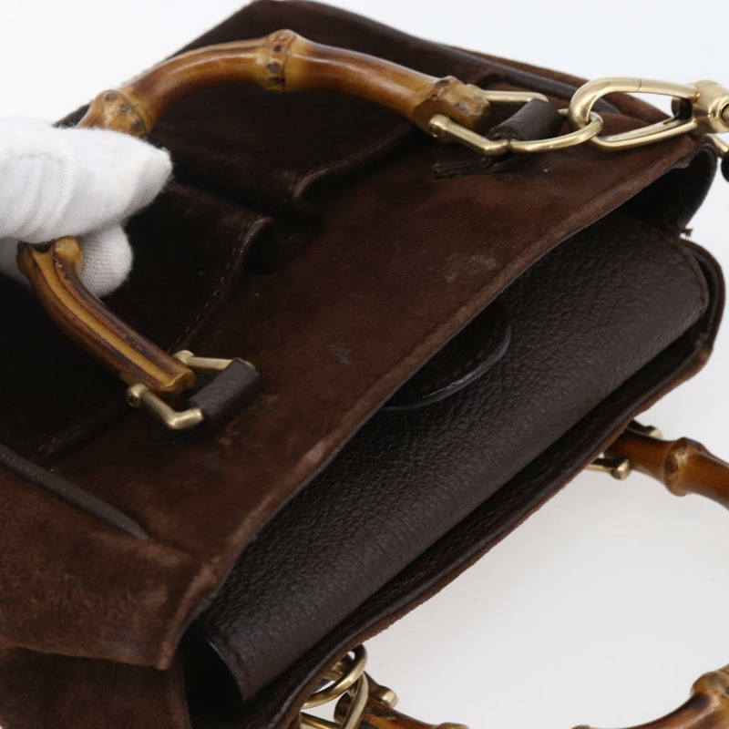 【日本直送】GUCCI 竹節手提包 麂皮 兩用 棕金色 007 1793 0238 正品 BA7262-5