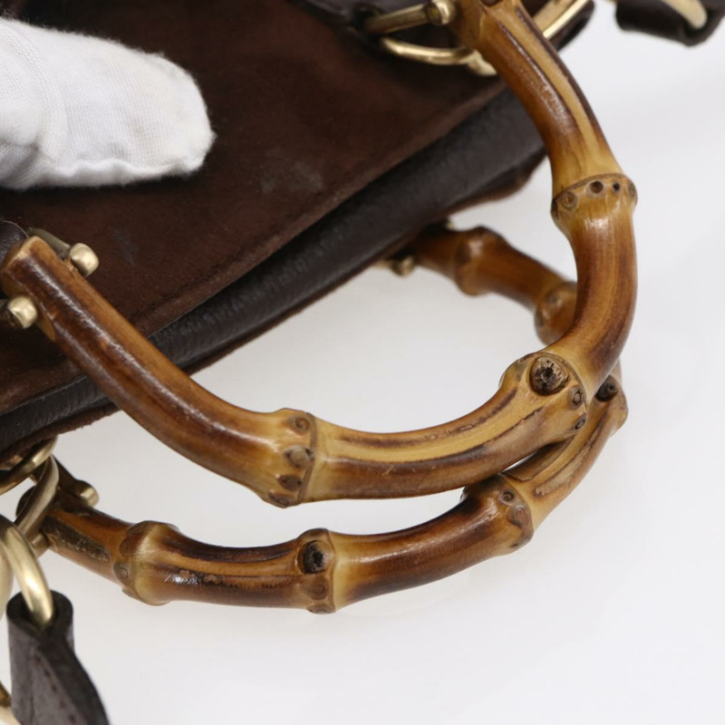 【日本直送】GUCCI 竹節手提包 麂皮 兩用 棕金色 007 1793 0238 正品 BA7262-6