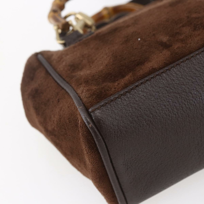 【日本直送】GUCCI 竹節手提包 麂皮 兩用 棕金色 007 1793 0238 正品 BA7262-9